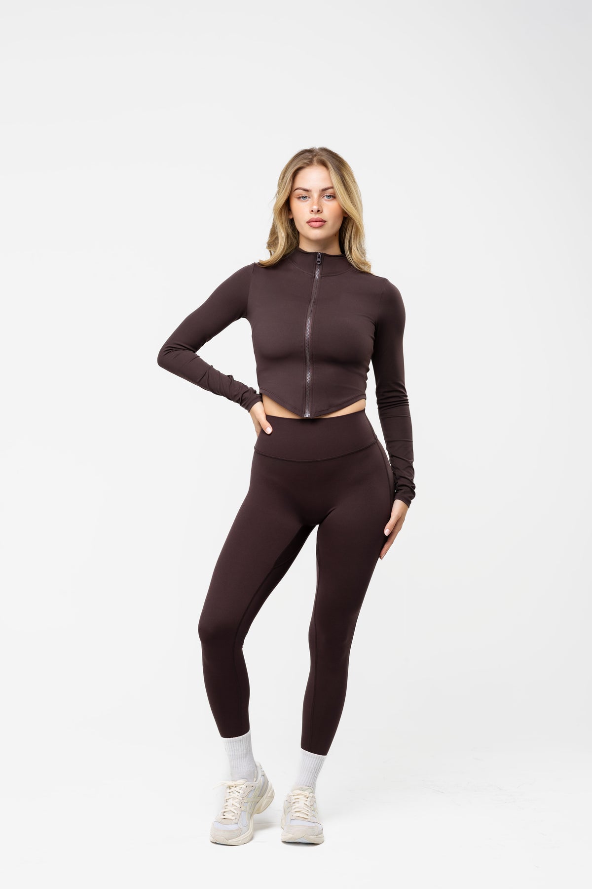 Brown Sculpt Zip Up Jacket