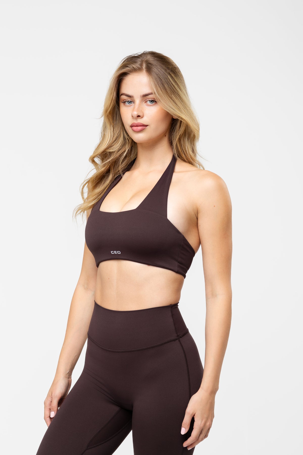 Brown Halter Sports Bra