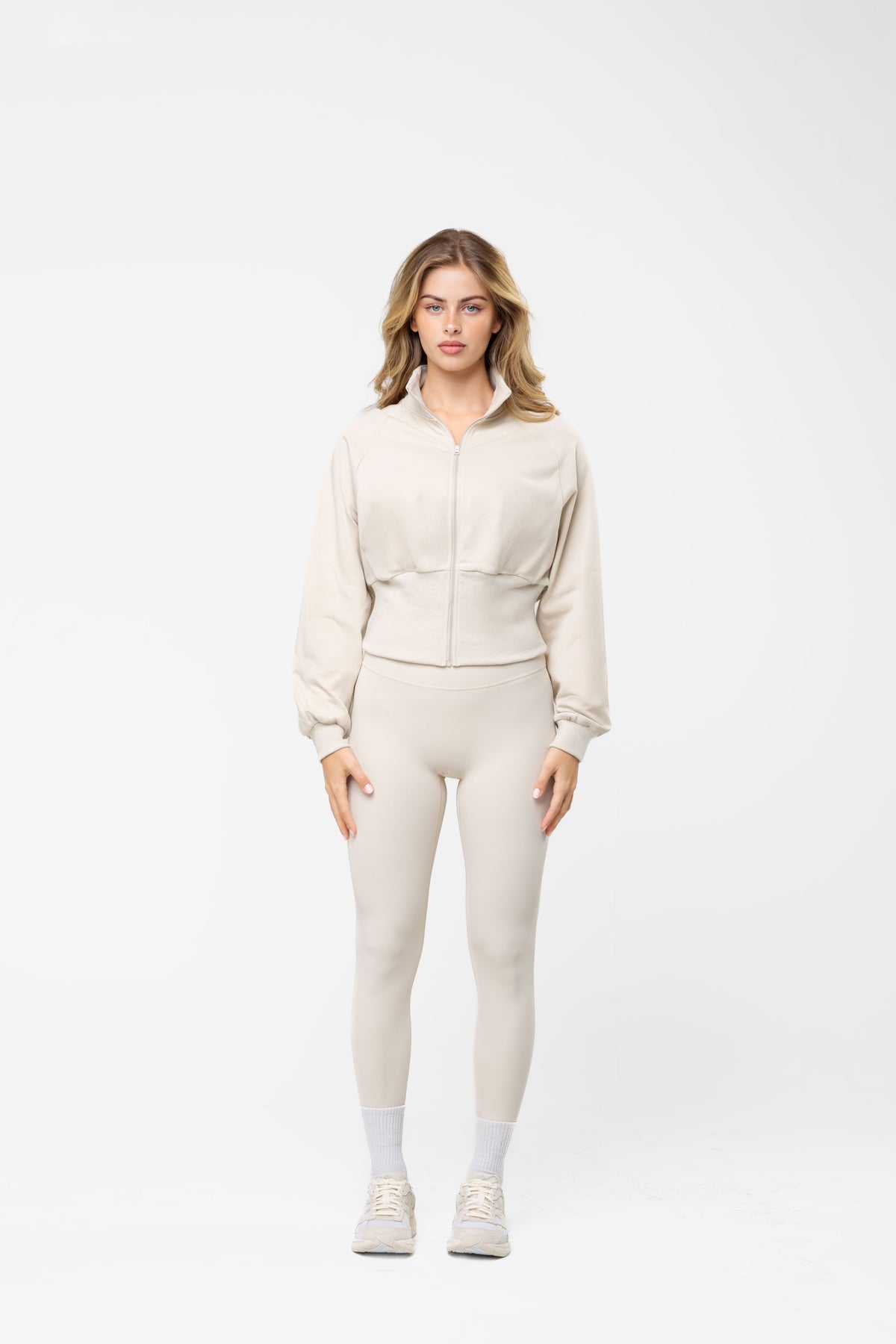 Ivory Sculpt Zip Up Jacket