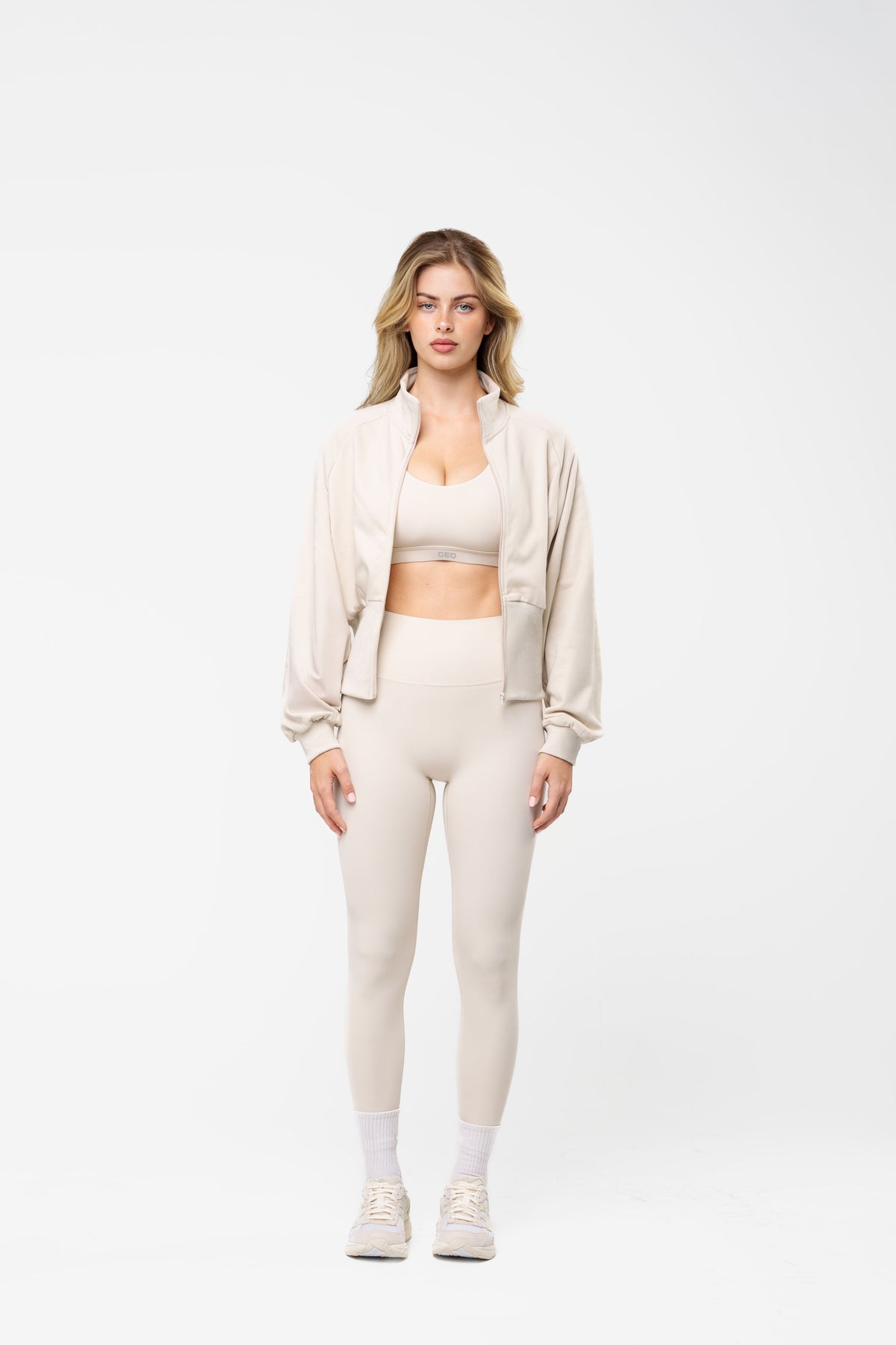 Ivory Sculpt Zip Up Jacket